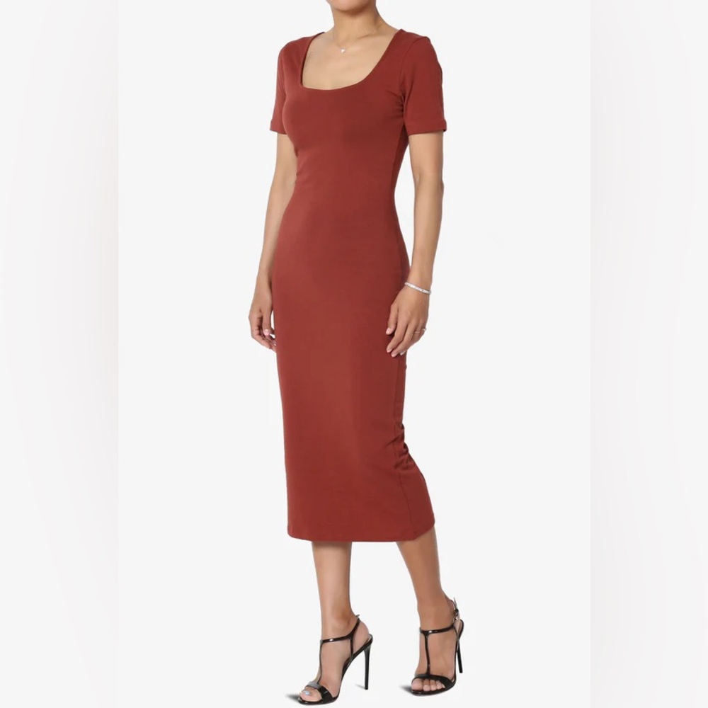 Zenana Square Neck Bodycon Midi Dress